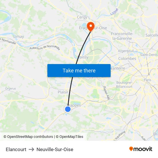 Elancourt to Neuville-Sur-Oise map