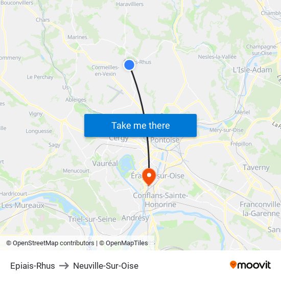 Epiais-Rhus to Neuville-Sur-Oise map