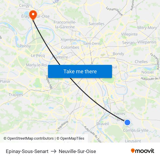 Epinay-Sous-Senart to Neuville-Sur-Oise map