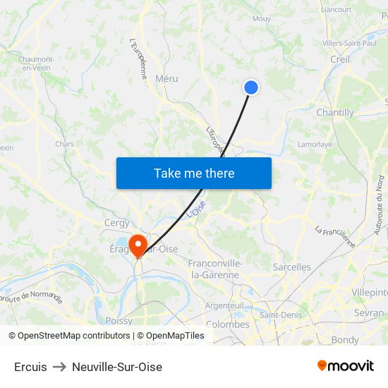 Ercuis to Neuville-Sur-Oise map