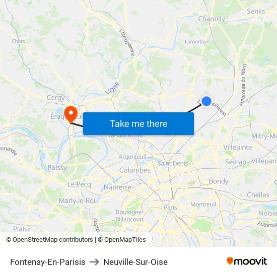 Fontenay-En-Parisis to Neuville-Sur-Oise map
