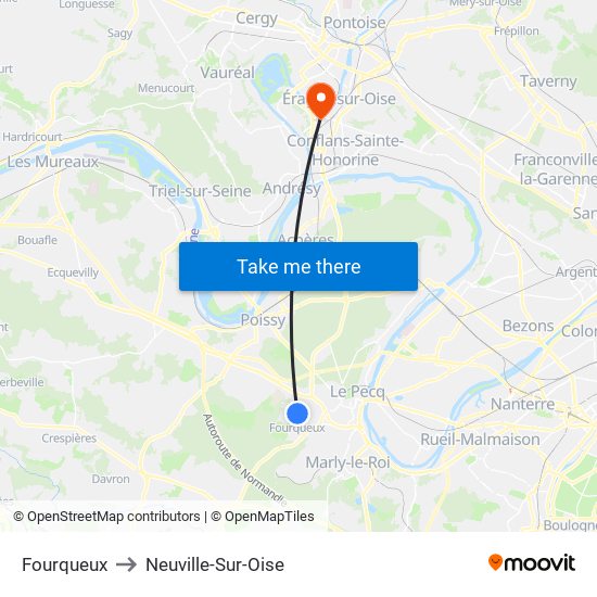 Fourqueux to Neuville-Sur-Oise map