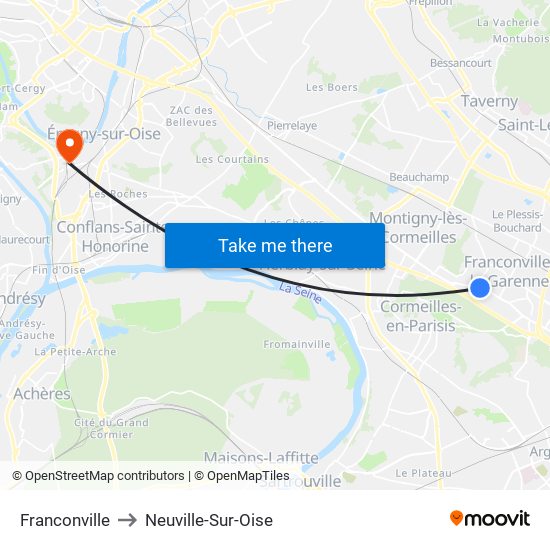 Franconville to Neuville-Sur-Oise map