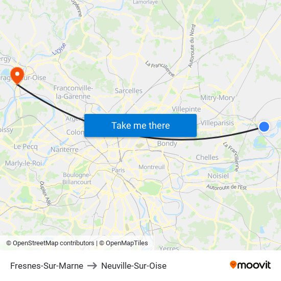 Fresnes-Sur-Marne to Neuville-Sur-Oise map