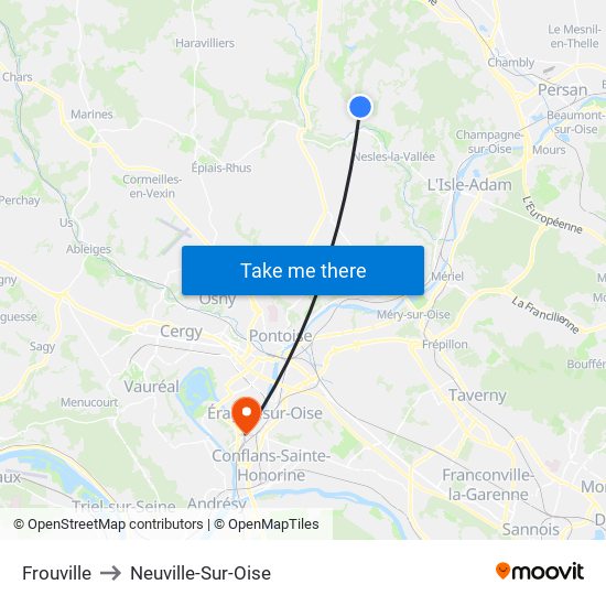Frouville to Neuville-Sur-Oise map
