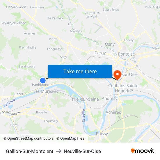 Gaillon-Sur-Montcient to Neuville-Sur-Oise map