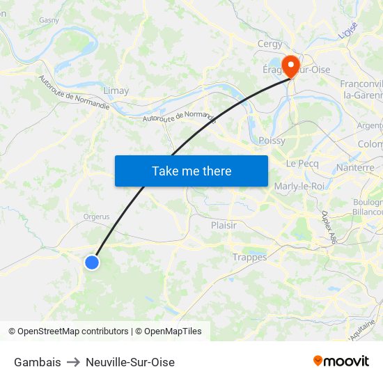 Gambais to Neuville-Sur-Oise map