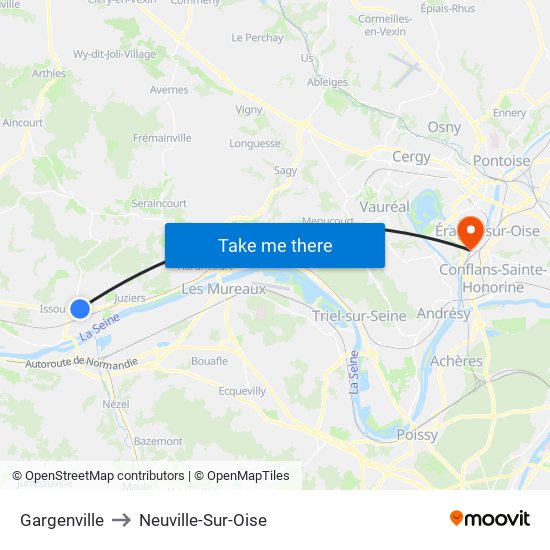 Gargenville to Neuville-Sur-Oise map