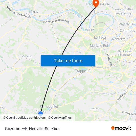 Gazeran to Neuville-Sur-Oise map