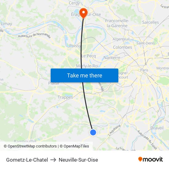 Gometz-Le-Chatel to Neuville-Sur-Oise map