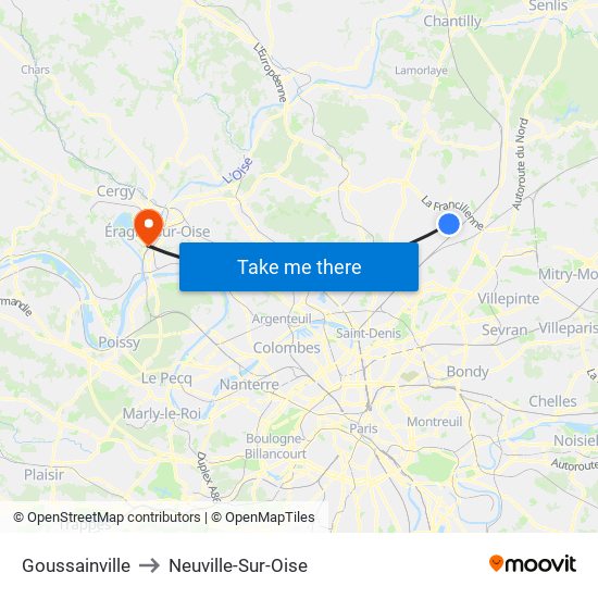 Goussainville to Neuville-Sur-Oise map