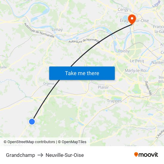 Grandchamp to Neuville-Sur-Oise map