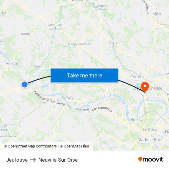 Jeufosse to Neuville-Sur-Oise map