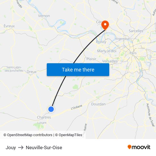 Jouy to Neuville-Sur-Oise map