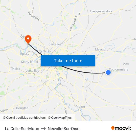 La Celle-Sur-Morin to Neuville-Sur-Oise map