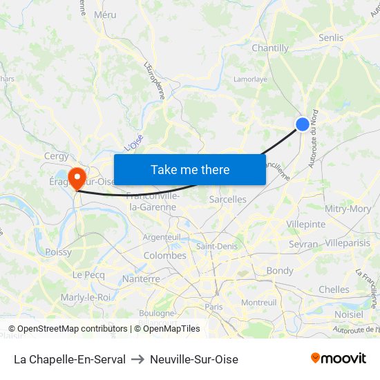 La Chapelle-En-Serval to Neuville-Sur-Oise map