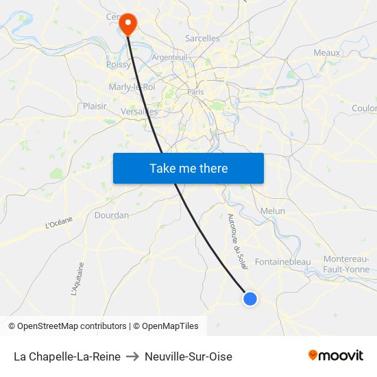 La Chapelle-La-Reine to Neuville-Sur-Oise map