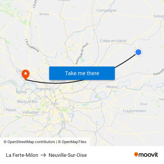 La Ferte-Milon to Neuville-Sur-Oise map