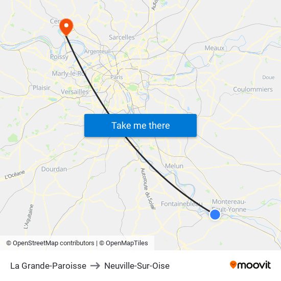 La Grande-Paroisse to Neuville-Sur-Oise map