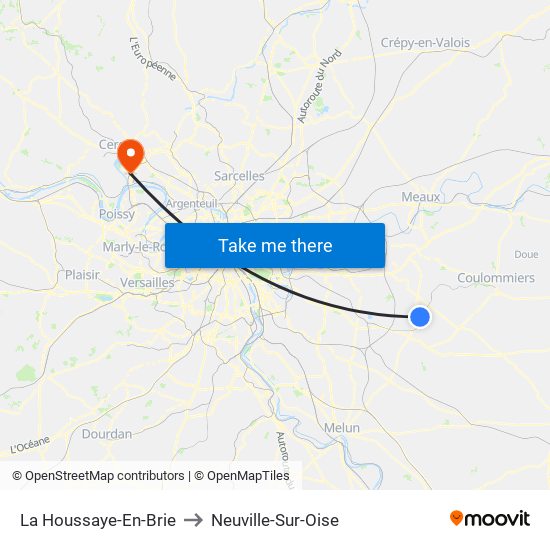 La Houssaye-En-Brie to Neuville-Sur-Oise map