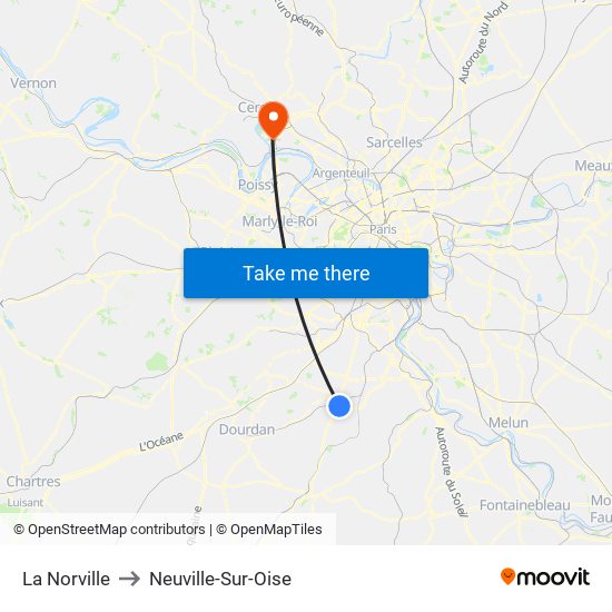 La Norville to Neuville-Sur-Oise map