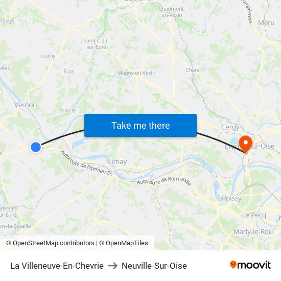 La Villeneuve-En-Chevrie to Neuville-Sur-Oise map