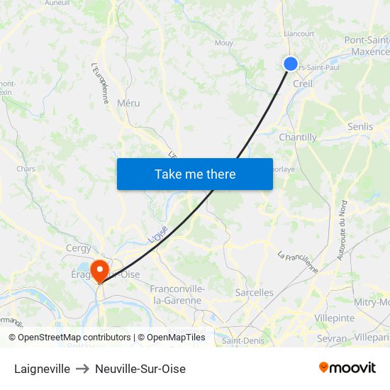 Laigneville to Neuville-Sur-Oise map