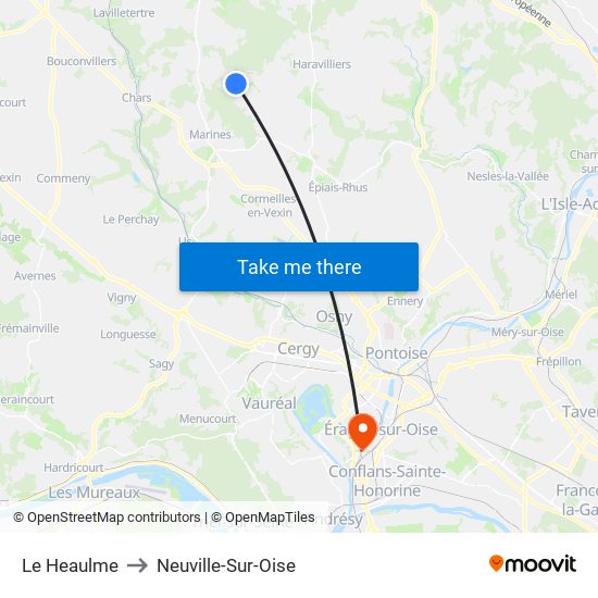 Le Heaulme to Neuville-Sur-Oise map