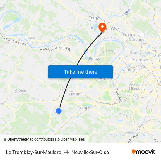 Le Tremblay-Sur-Mauldre to Neuville-Sur-Oise map