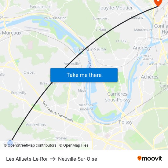 Les Alluets-Le-Roi to Neuville-Sur-Oise map