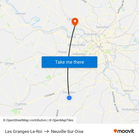 Les Granges-Le-Roi to Neuville-Sur-Oise map