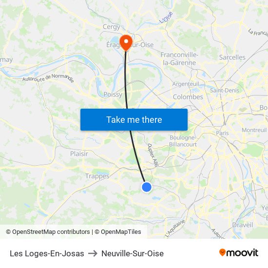 Les Loges-En-Josas to Neuville-Sur-Oise map