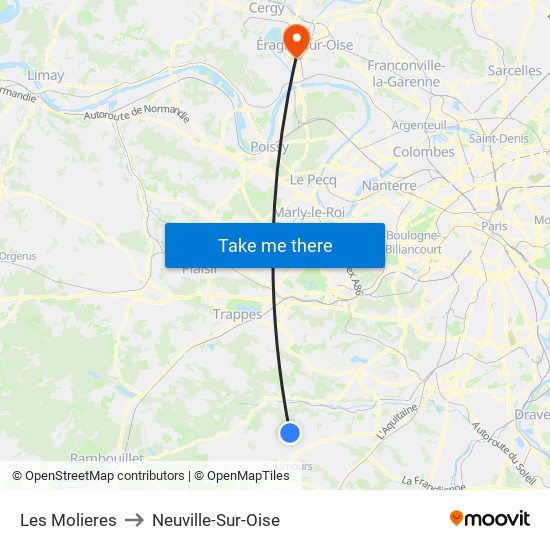 Les Molieres to Neuville-Sur-Oise map
