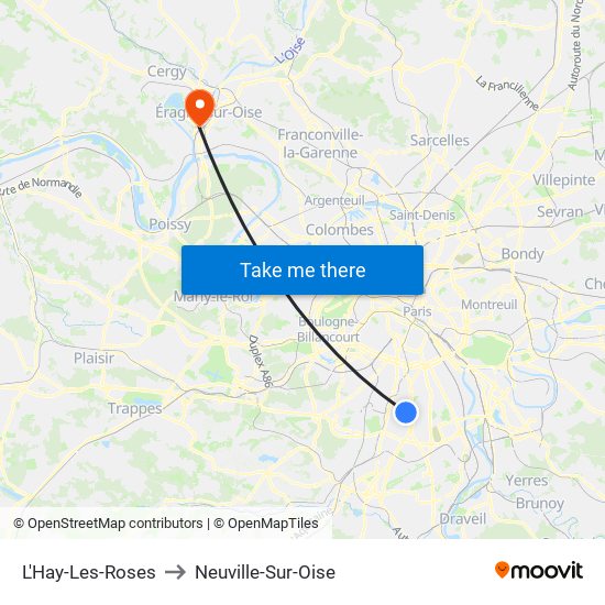 L'Hay-Les-Roses to Neuville-Sur-Oise map