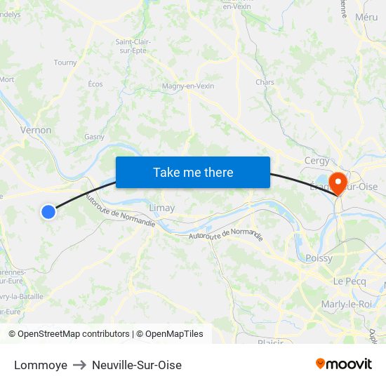 Lommoye to Neuville-Sur-Oise map