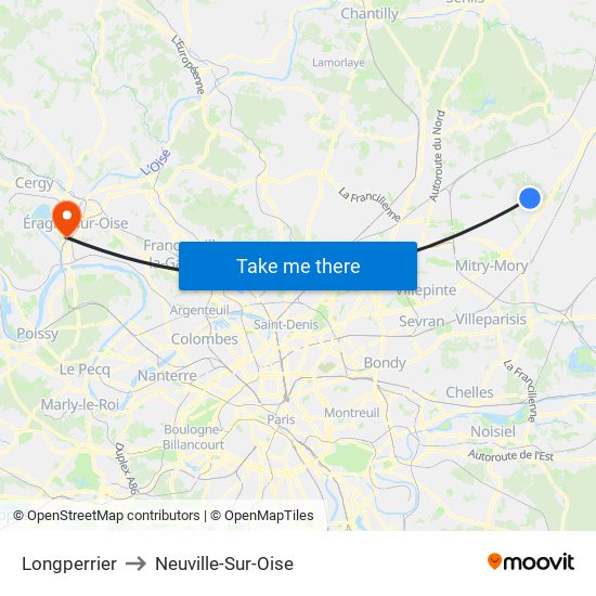 Longperrier to Neuville-Sur-Oise map