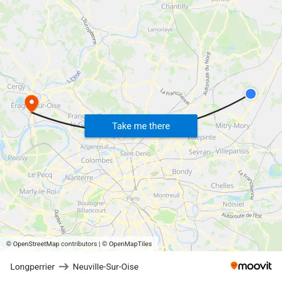 Longperrier to Neuville-Sur-Oise map