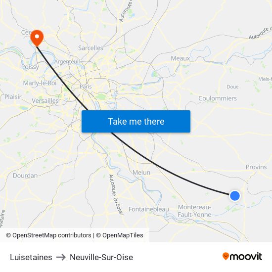 Luisetaines to Neuville-Sur-Oise map