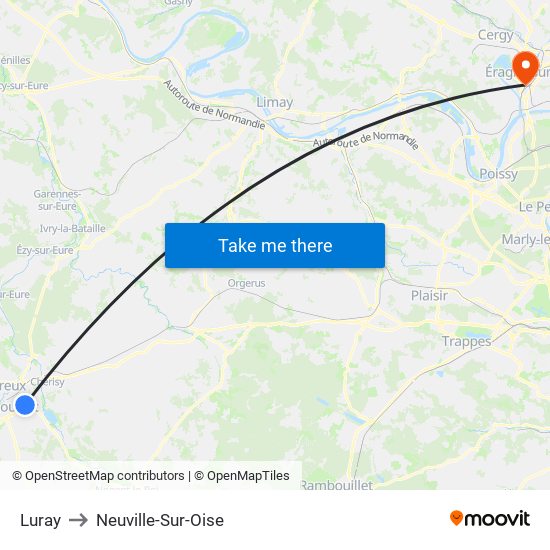 Luray to Neuville-Sur-Oise map