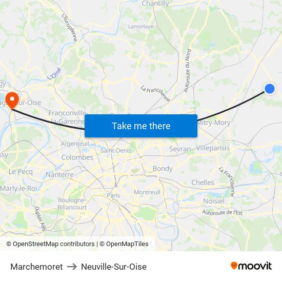 Marchemoret to Neuville-Sur-Oise map