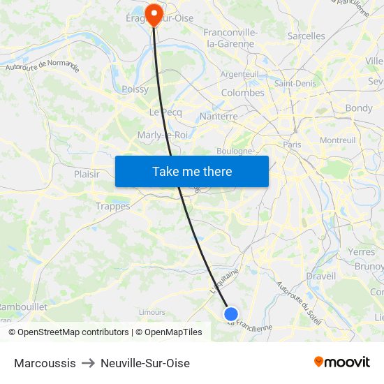 Marcoussis to Neuville-Sur-Oise map