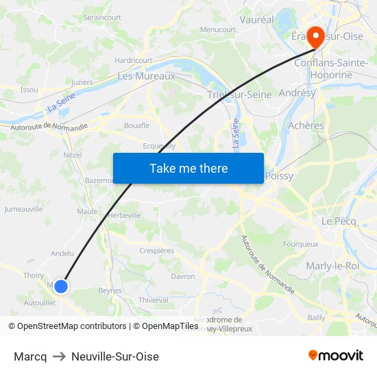 Marcq to Neuville-Sur-Oise map