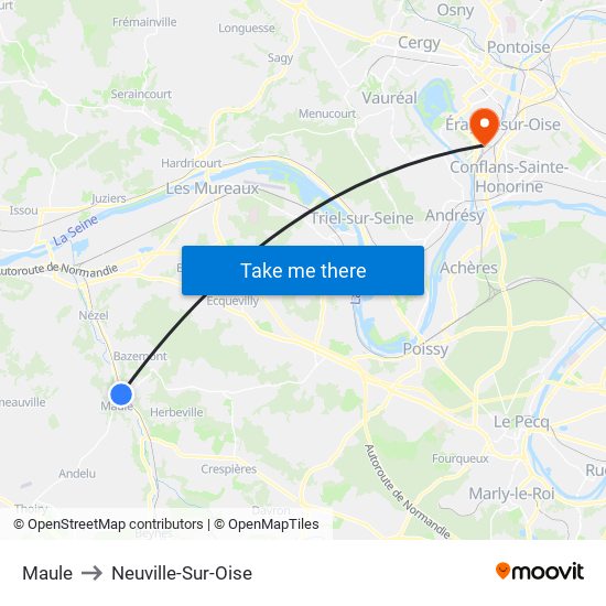 Maule to Neuville-Sur-Oise map