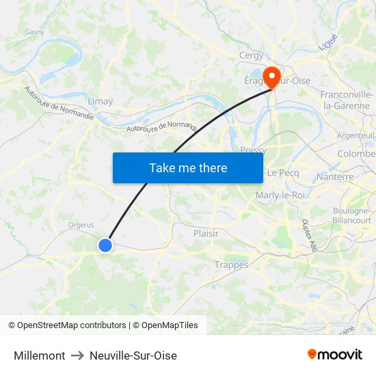 Millemont to Neuville-Sur-Oise map