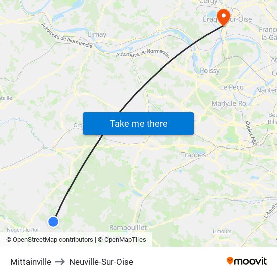 Mittainville to Neuville-Sur-Oise map