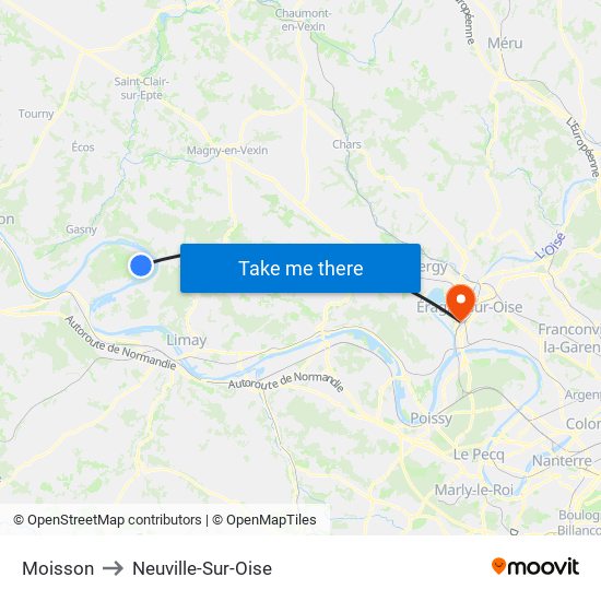 Moisson to Neuville-Sur-Oise map