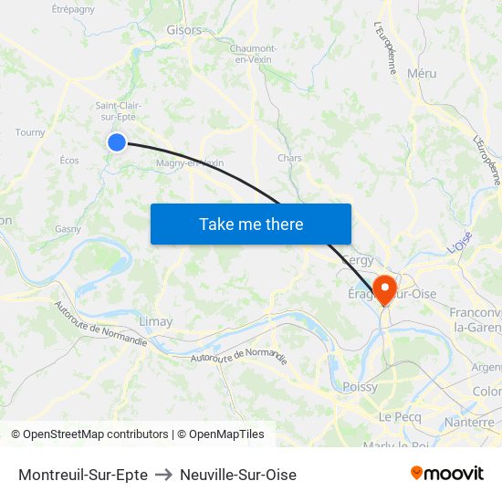 Montreuil-Sur-Epte to Neuville-Sur-Oise map