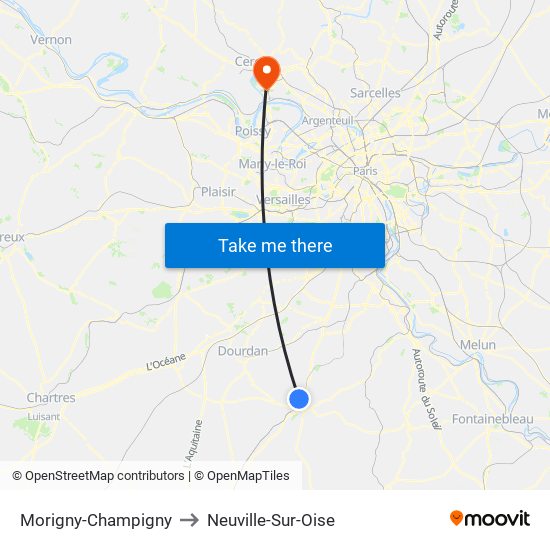 Morigny-Champigny to Neuville-Sur-Oise map