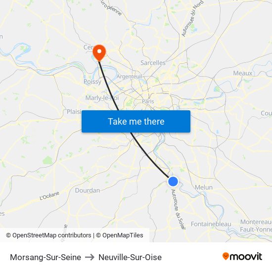 Morsang-Sur-Seine to Neuville-Sur-Oise map