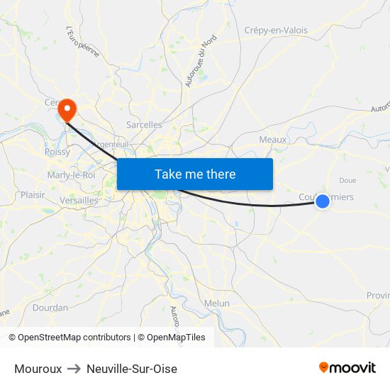 Mouroux to Neuville-Sur-Oise map
